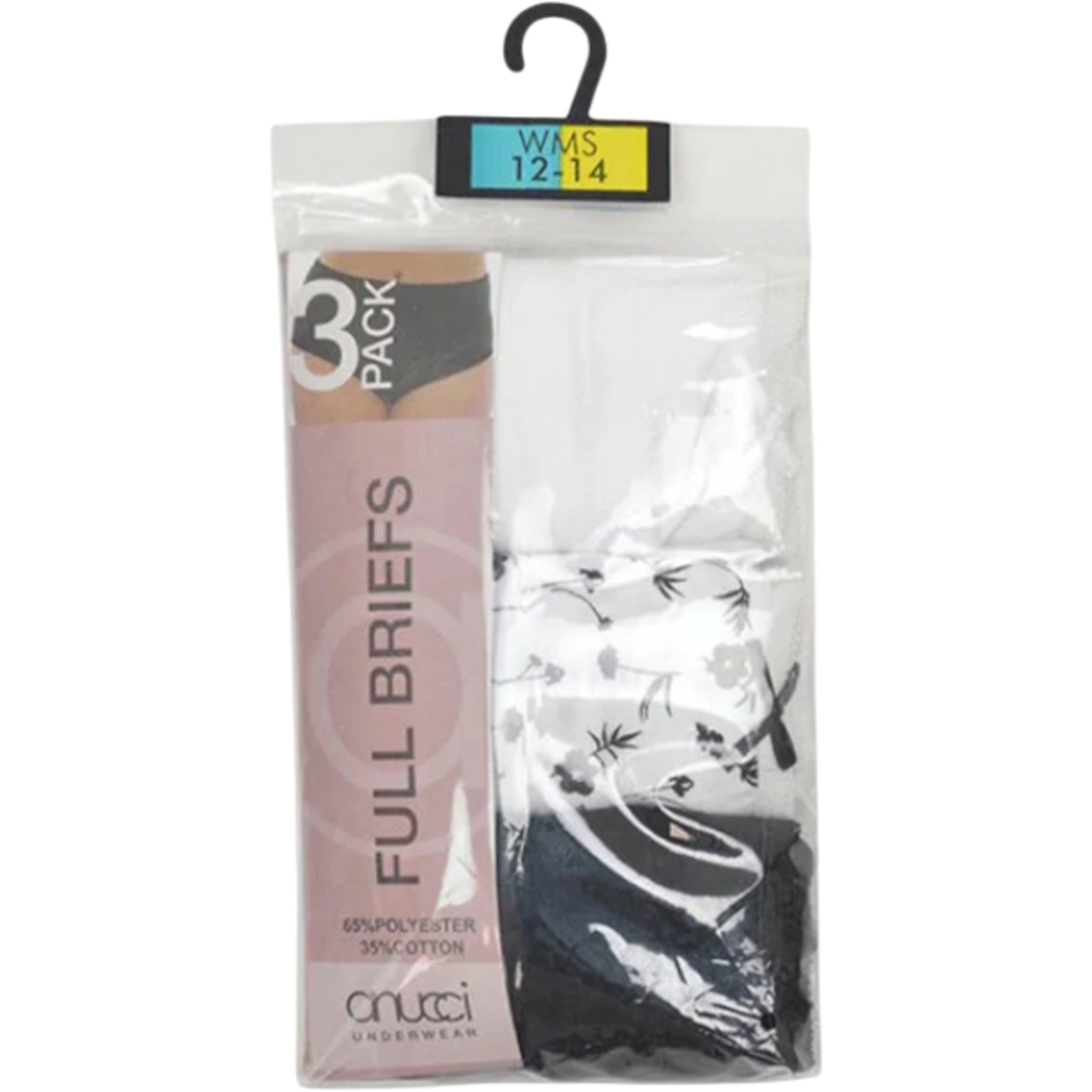 Ladies black cotton blend underwear full brief knickers multipack 3 pack